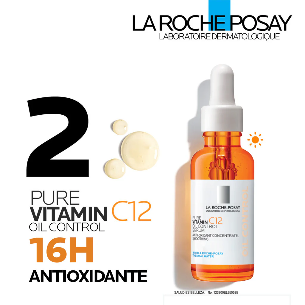 La Roche-Posay Vitamin C12 Oil Control Serum boosts radiance while combatting oiliness Made in Farnce