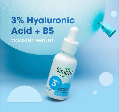 Simple Booster Serum 3% Hyaluronic Acid & B5 for hydrated, softer skin 30mL Uk